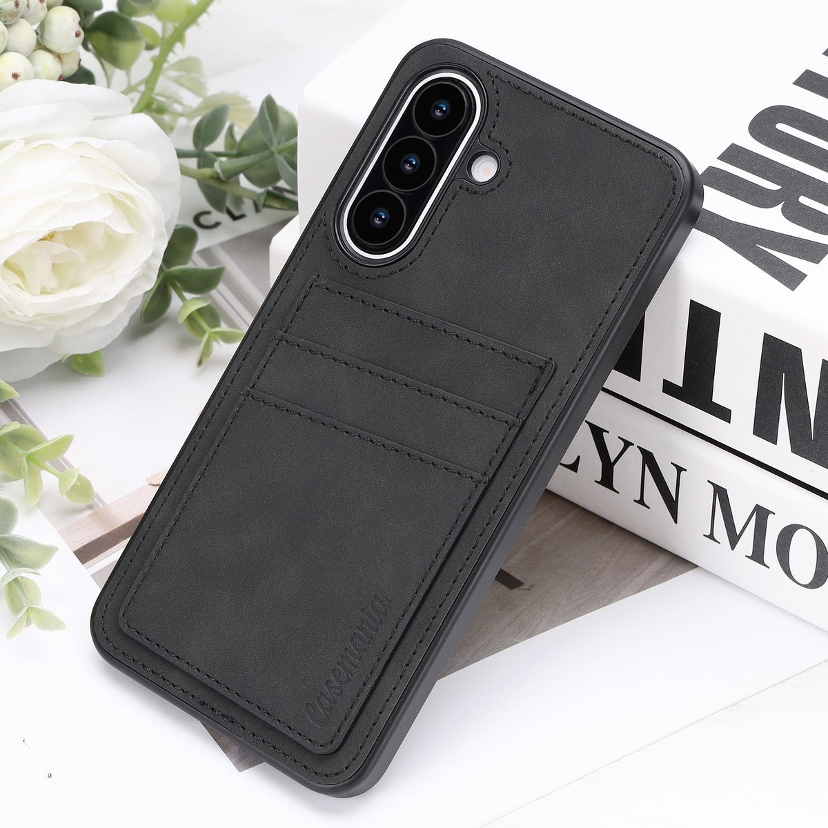 Samsung Galaxy A27 Hoesje - Charcoal Gray - Kunstleren Back Cover met Pasjeshouder