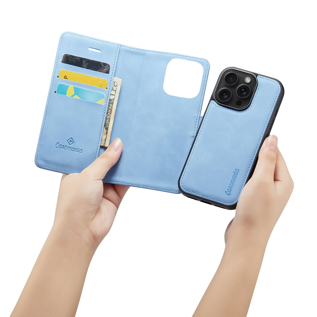 Apple iPhone 16 Pro Hoesje - Sky Blue - 2 in 1 Bookcase