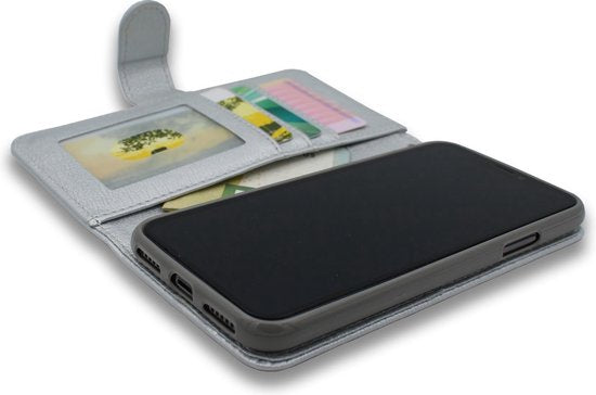 Apple iPhone 12 Mini Hoesje - Zilver - Luxe Bookcase met Rits