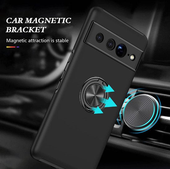 Google Pixel 7 Pro Hoesje - Zwart - Anti-Shock Creative Kickstand Back Cover