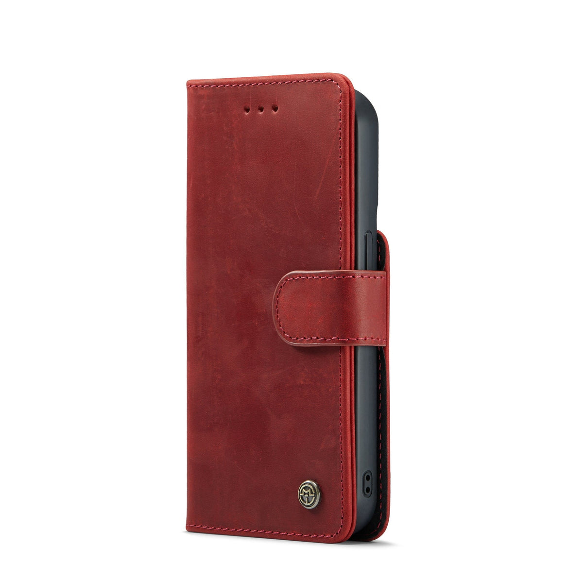 Apple iPhone 15 Plus Hülle - Crimson Red - Echtleder-2-in-1-MagSafe-Klapphülle mit Kartenfach