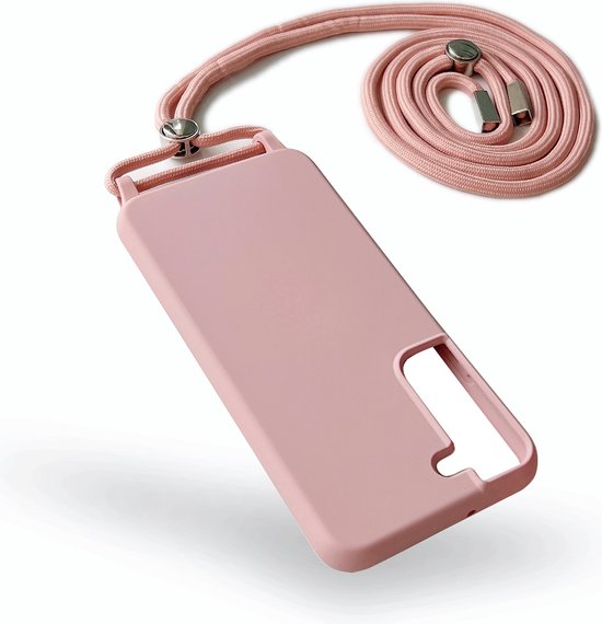 Samsung Galaxy S22 Plus Hoesje - Roze - Siliconen Back Cover met Telefoonkoord
