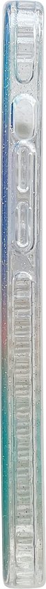 Apple iPhone 13 Hoesje - Blauw - Glitter Back Cover