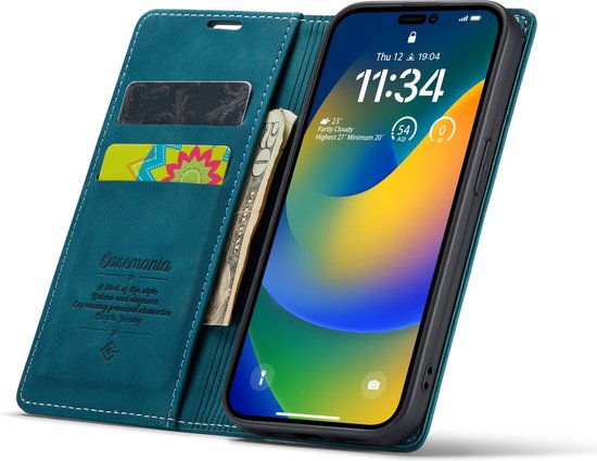 Apple iPhone 14 Pro Max Hoesje - Emerald Green - Dunne Bookcase