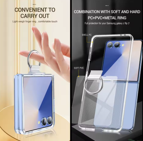 Samsung Galaxy Z Flip 7 Hoesje - Zwart - Liquid Siliconen Ring Back Cover