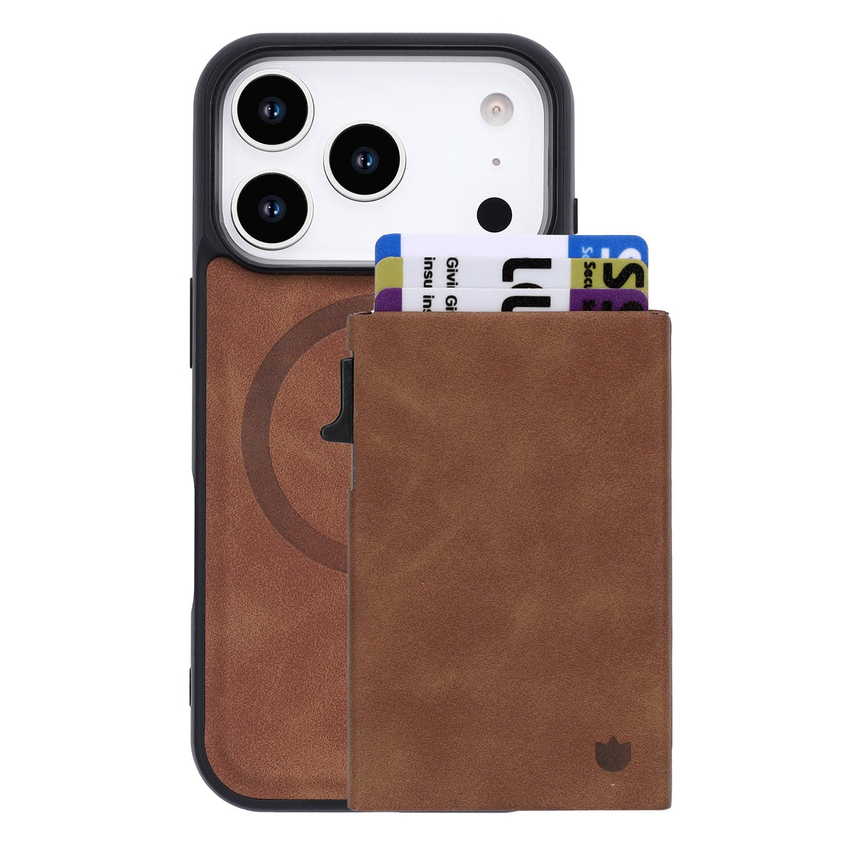 Apple iPhone 18 Pro Max Hoesje - Sienna Brown - Kunstleren MagSafe Back Cover met Uitschuifbare Pasjeshouder