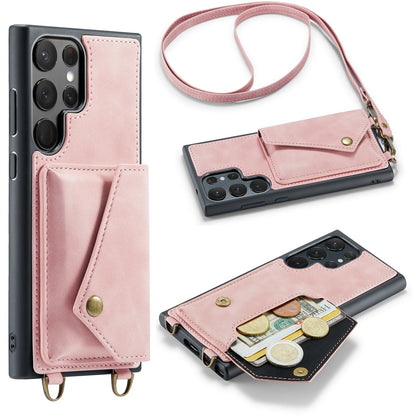 Samsung Galaxy S23 Ultra Case - Pale Pink - Luxury Back Cover with Phone Strap