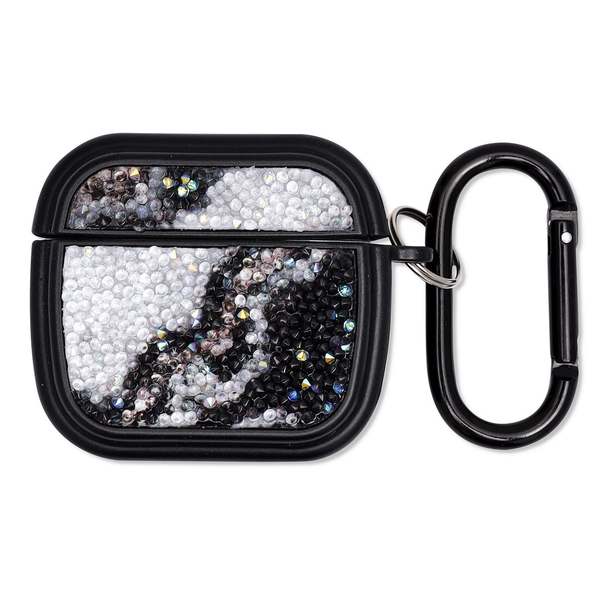 Étui pour Apple AirPods 4 - Marbre Diamant Pailleté avec Anneau - Noir