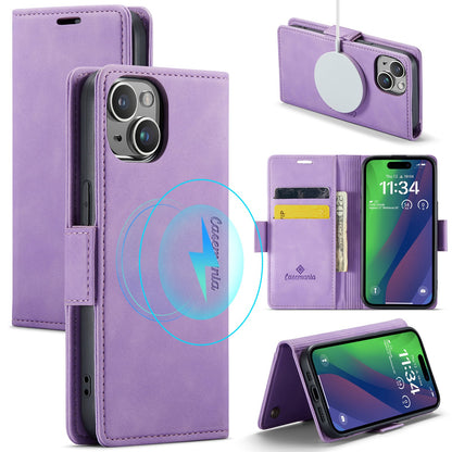 Apple iPhone 15 Hoesje - Bright Lila - Portemonnee MagSafe Bookcase