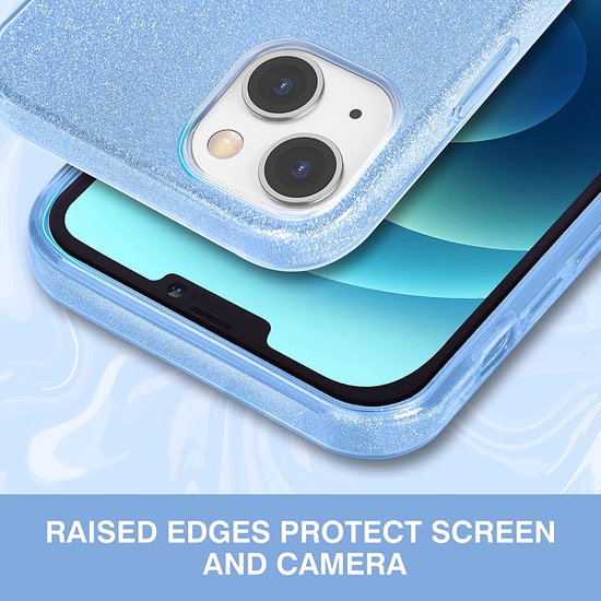 Apple iPhone 13 Mini Hoesje - Blauw - Glitter MagSafe Back Cover
