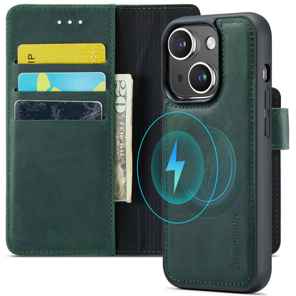 Apple iPhone 15 Plus Hülle - Emerald Green - Echtleder-2-in-1-MagSafe-Klapphülle mit Kartenfach