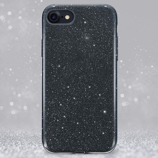 Apple iPhone 7 Hülle - Schwarz - Glitzer-Backcover