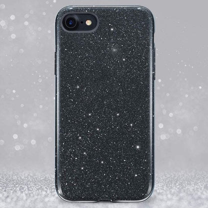 Apple iPhone 7 Hülle - Schwarz - Glitzer-Backcover