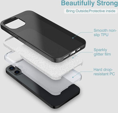 Apple iPhone 13 Pro Hoesje - Zwart - Glitter MagSafe Back Cover