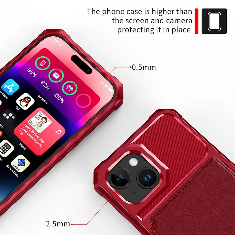 Apple iPhone 15 Plus Case - Red - Back Cover with Card Holder