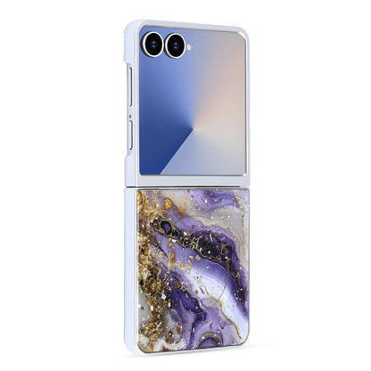 Samsung Galaxy Z Flip 7 Hoesje - Paars - Marmer Glitter MagSafe Back Cover