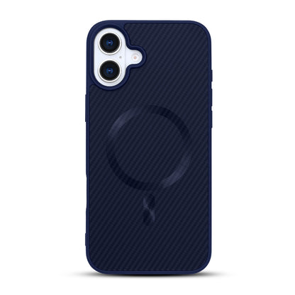 Apple iPhone 16 Hoesje - Blauw - Carbon MagSafe Back Cover