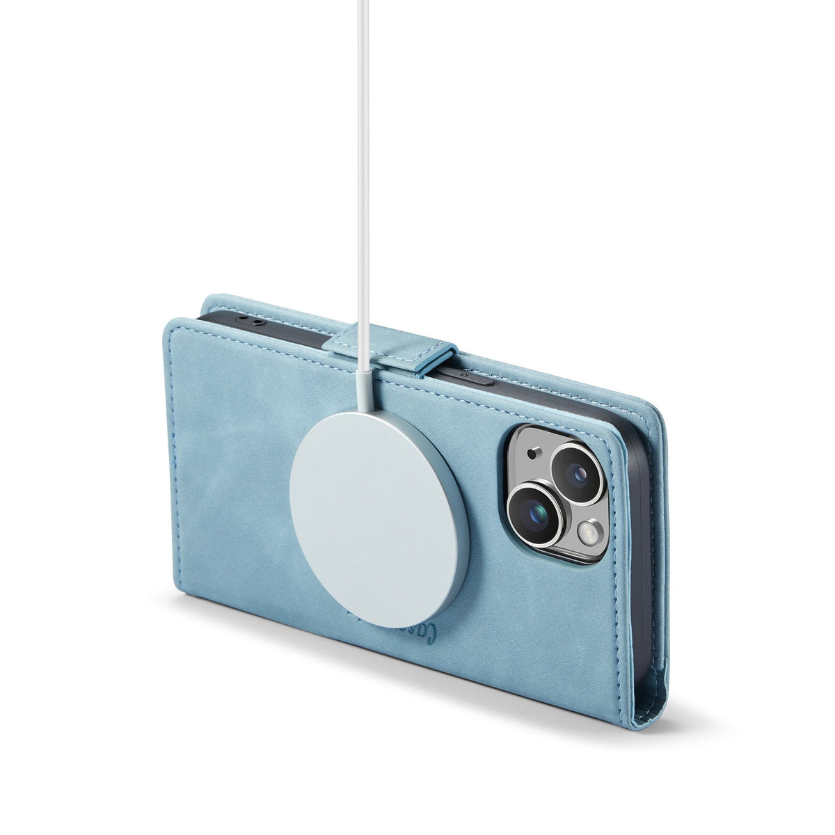 Apple iPhone 15 Plus Hülle - Aqua Blue - Portemonnaie-MagSafe-Klapphülle mit Kartenfach