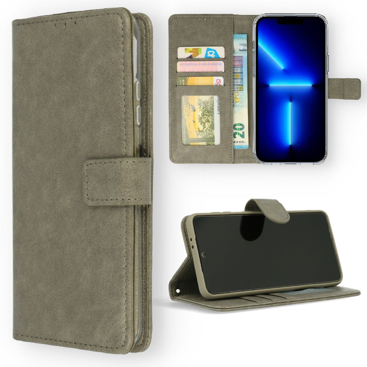Apple iPhone SE (2020) Hoesje - Grijs - Portemonnee Bookcase