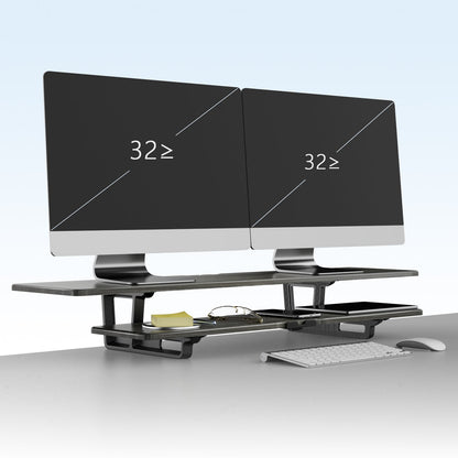Casemania Monitorstandaard met Telefoonhouder - Wit - Beeldscherm Verhoger voor 2 Monitoren - Tweelaags Monitor Standaard met Opbergplank - Extra Brede Bureauverhoger - Beeldschermstandaard - Bureau Organizer voor Thuiswerkplek en Kantoor