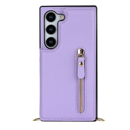 Samsung Galaxy S24 Plus Hoesje - Paars - Luxe Back Cover met Telefoonkoord en Rits