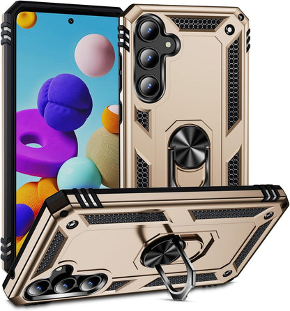 Samsung Galaxy A55 Hoesje - Goud - Armor Kickstand Back Cover