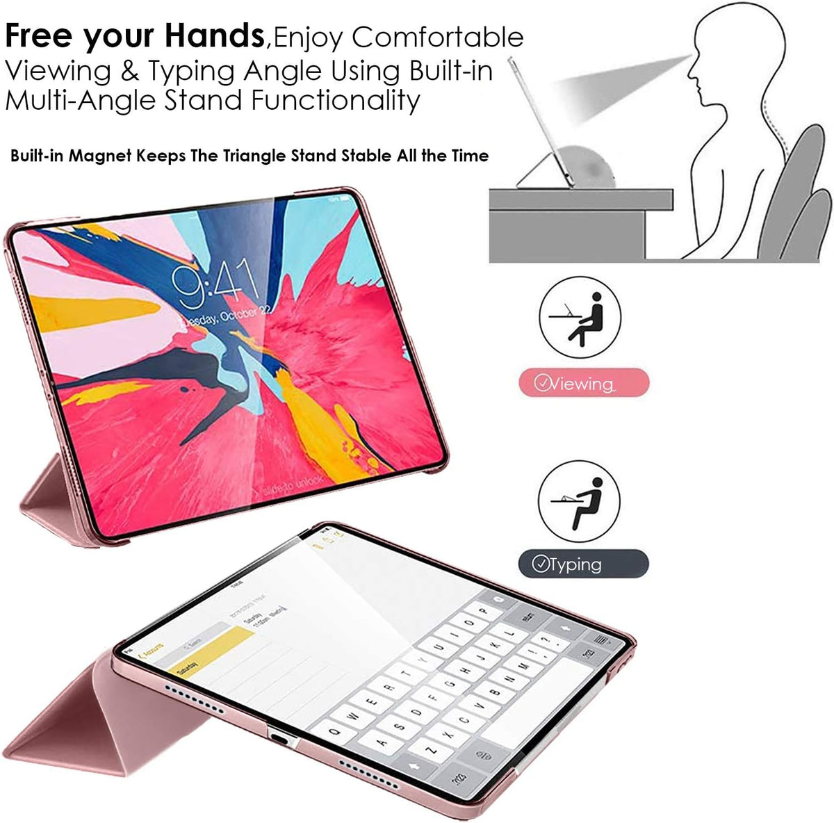 Apple iPad Air 5 10.9 (2022) Tablethoes - Rosegoud - Smart Cover