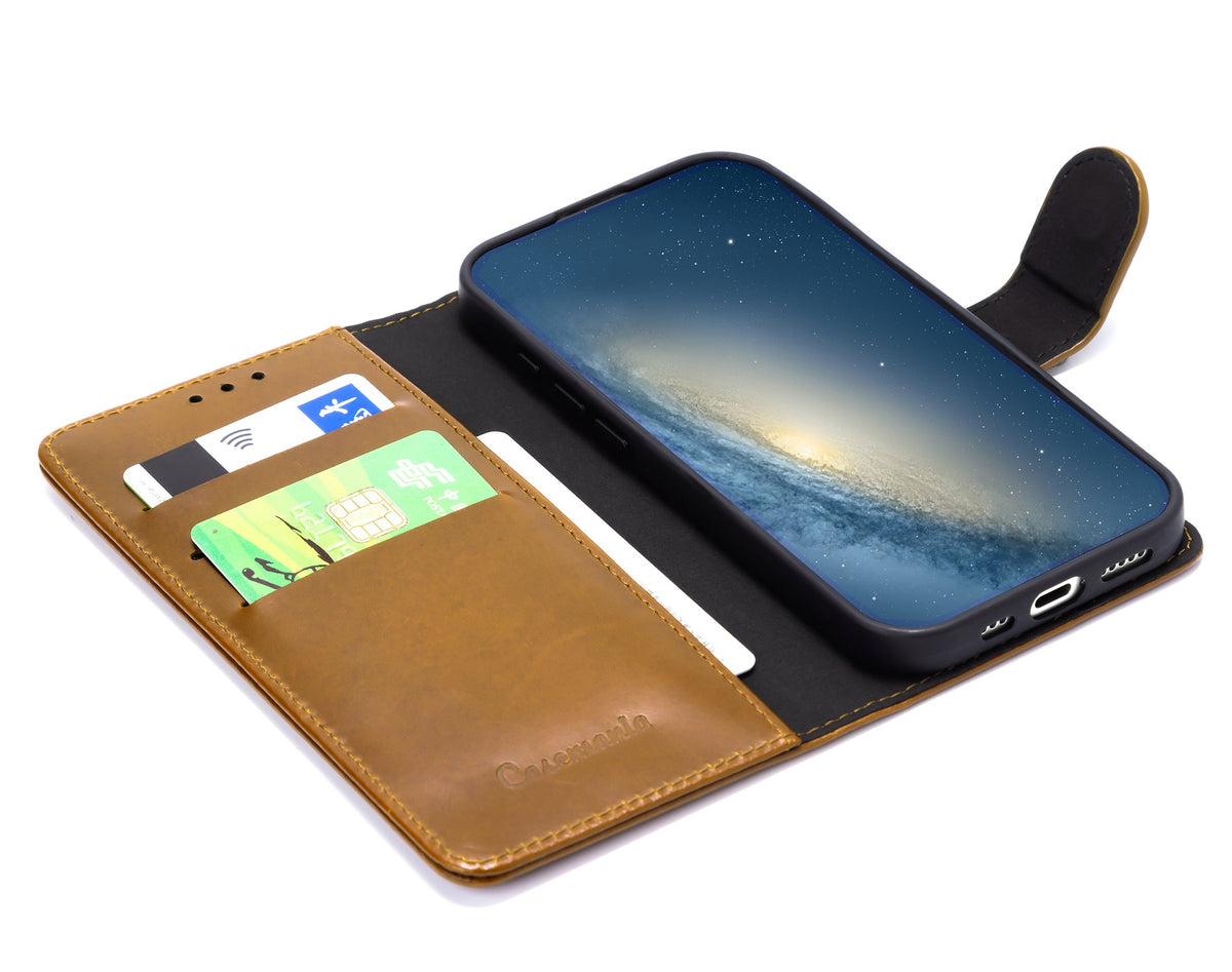 Apple iPhone 18 Pro Hoesje - Sienna Brown - Echt Leren Bookcase