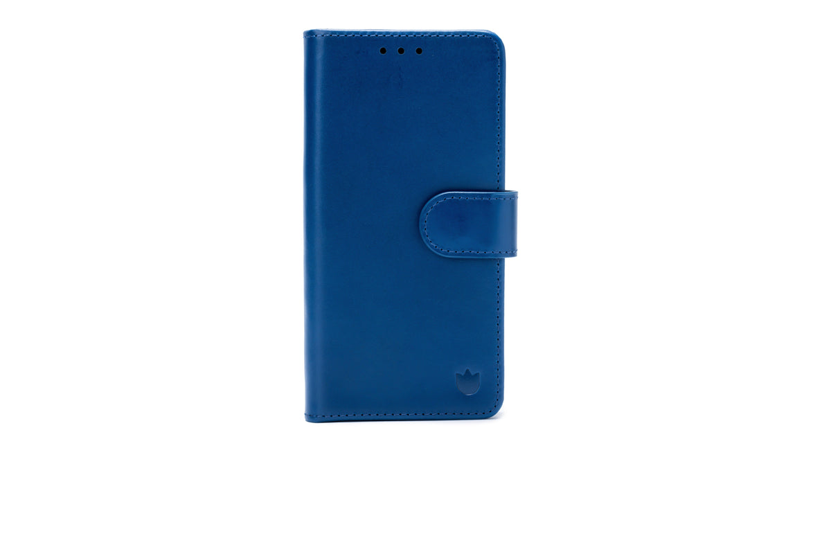 Apple iPhone 17 Pro Hoesje - Navy Blue - Echt Leren Bookcase