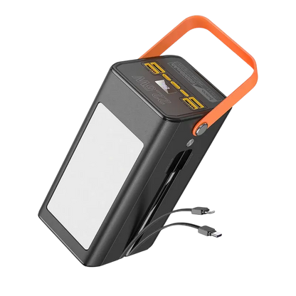 Hoco Powerbank 100.000mAh 22.5W met Ingebouwde Kabels - Zwart