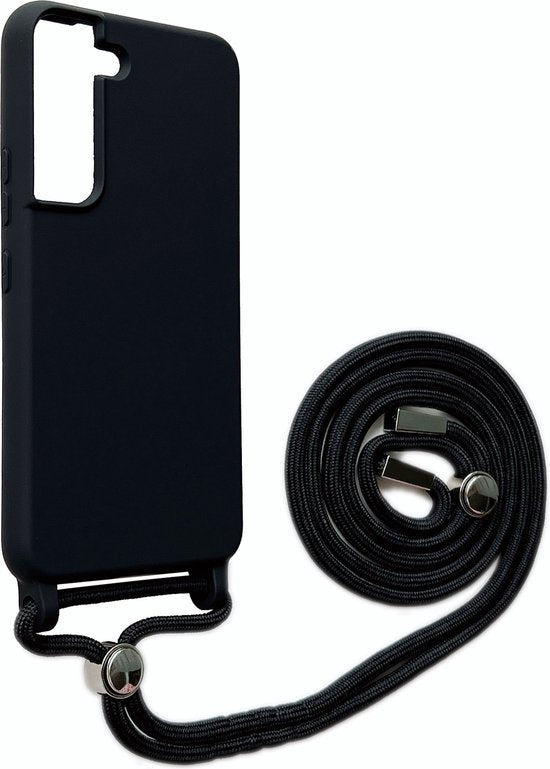 Samsung Galaxy S22 Hoesje - Zwart - Siliconen Back Cover met Telefoonkoord