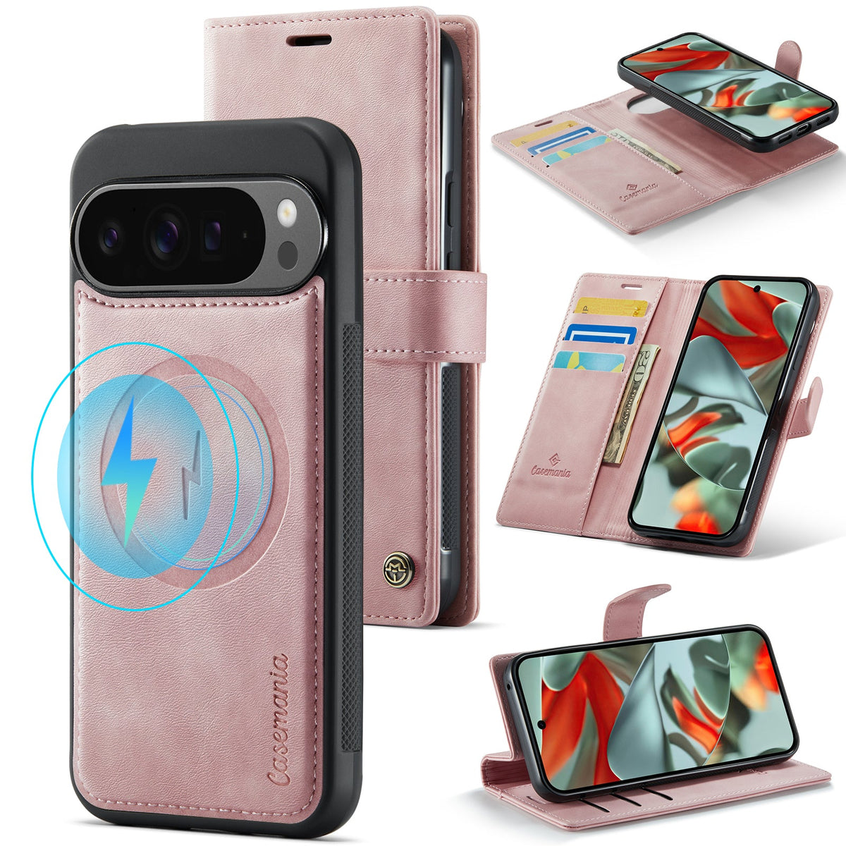 Google Pixel 10 Pro XL Hülle - Pale Pink - Luxuriöses 2-in-1 MagSafe-Bookcase