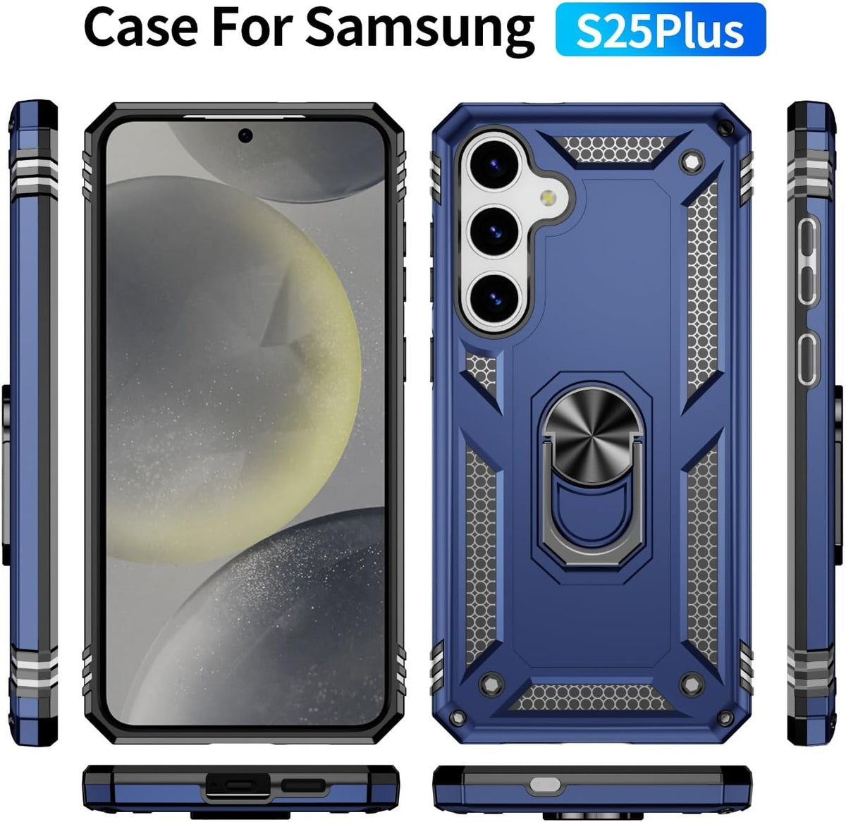 Samsung Galaxy S25 Plus Hoesje - Blauw - Armor Kickstand Back Cover