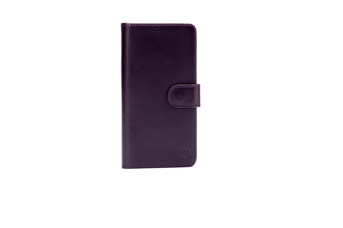 Apple iPhone Air Hoesje - Dark Purple - Echt Leren MagSafe Bookcase