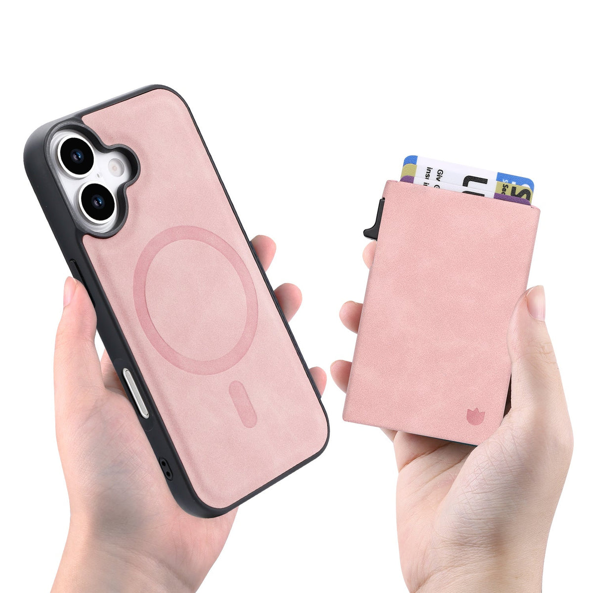 Apple iPhone 17 Hülle - Pale Pink - MagSafe Backcover mit ausziehbarem Kartenfach