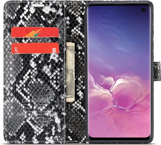 Samsung Galaxy S10+ Hoesje - Zwart - Luxe Slangen Bookcase