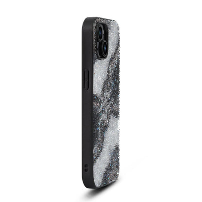 Apple iPhone 13 Hoesje - Zwart - Diamant Marmer Glitter Back Cover