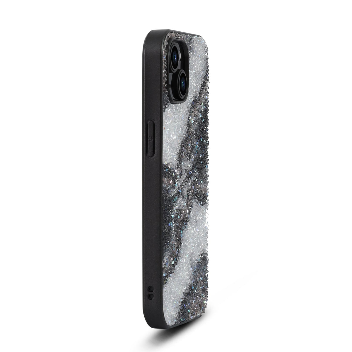 Apple iPhone 15 Hoesje - Zwart - Diamant Marmer Glitter Back Cover