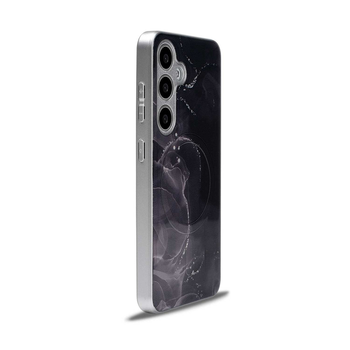 Samsung Galaxy S24 Hoesje - Zwart - Siliconen Marmer MagSafe Back Cover
