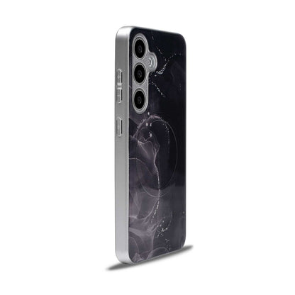 Samsung Galaxy S24 Hoesje - Zwart - Siliconen Marmer MagSafe Back Cover