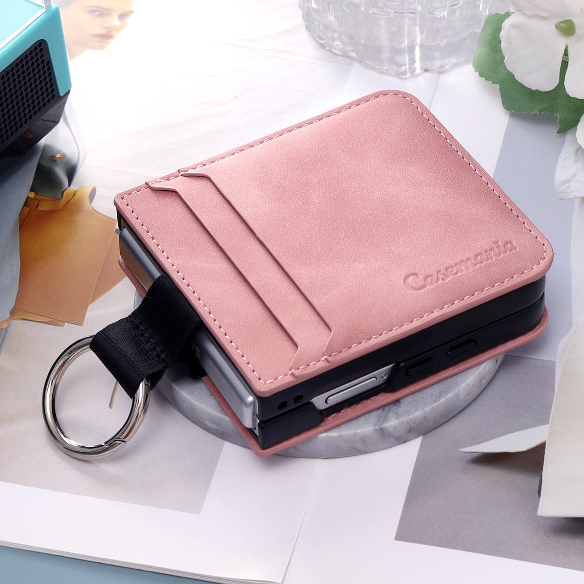 Samsung Galaxy Z Flip 7 Case - Pale Pink - Ring Kickstand Back Cover
