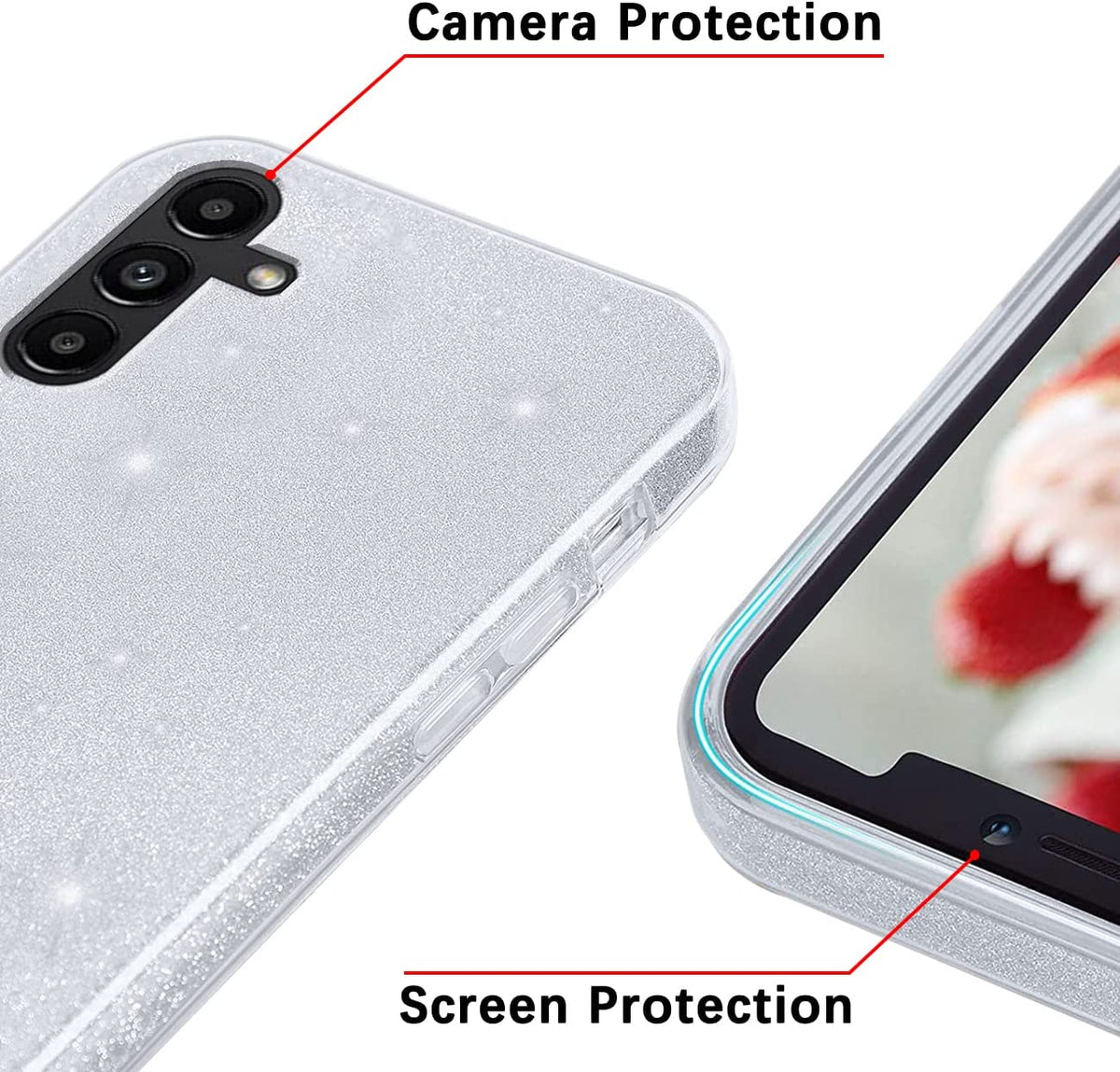 Samsung Galaxy A25 Hülle - Silber - Glitzer-Backcover