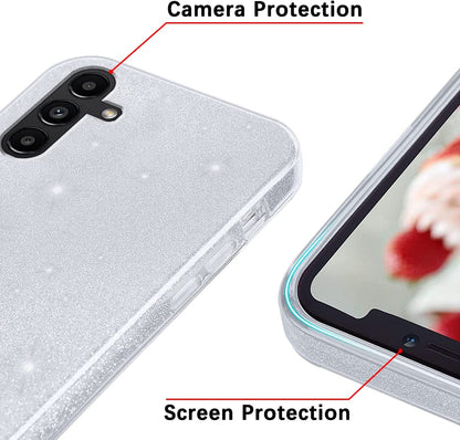 Samsung Galaxy A25 Hülle - Silber - Glitzer-Backcover
