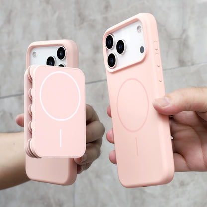 Apple iPhone 18 Pro Max Hoesje - Licht Roze - Siliconen Back Cover met Afneembare Hartjes Zuignappen