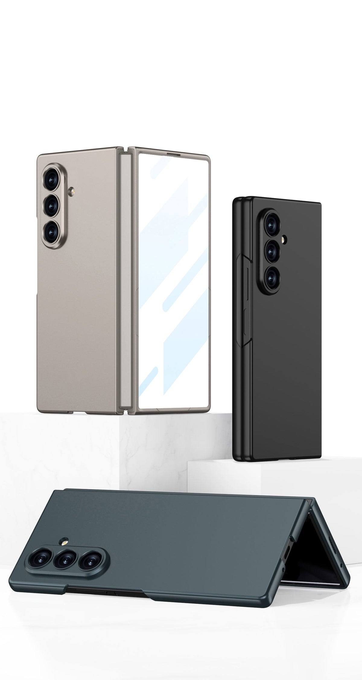 Samsung Galaxy Z Fold8 / Fold 7 Hoesje - Grijs - Ultradun Back Cover met Ingebouwde Screenprotector