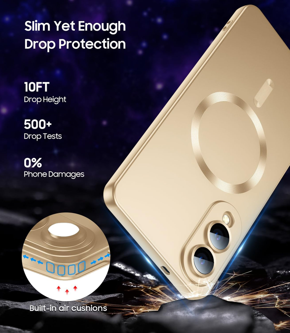 Samsung Galaxy S25 Edge Hoesje - Goud - Matte Siliconen MagSafe Back Cover