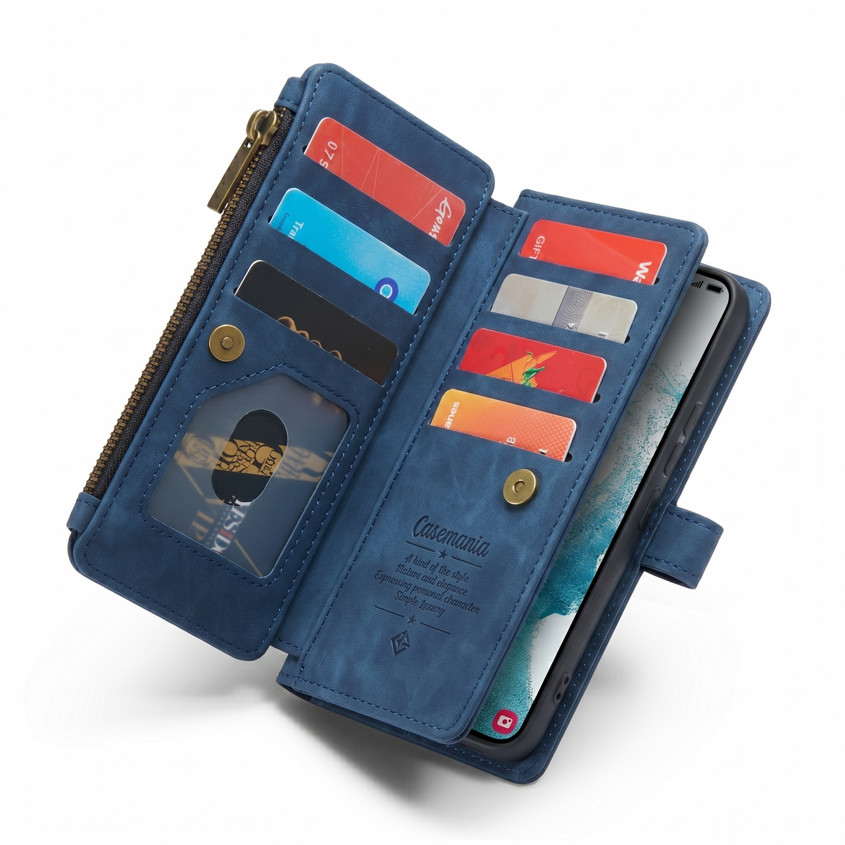 Samsung Galaxy Z Fold 4 Hoesje - Navy Blue - 2 in 1 Bookcase met 10 Kaart Vakken