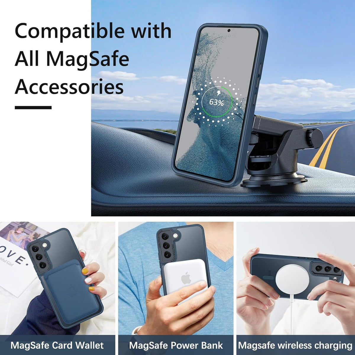 Samsung Galaxy S22 Hoesje - Blauw - Matte Armor MagSafe Back Cover