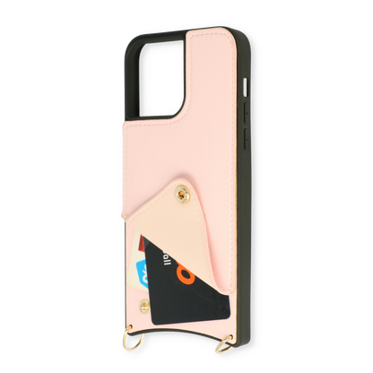 Apple iPhone 13 Pro Hoesje - Roze - Back Cover met Pols Bandje en Telefoonkoord