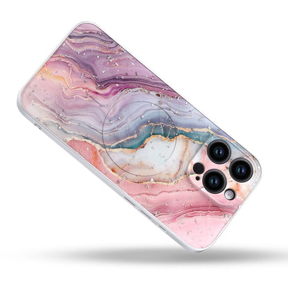 Apple iPhone 12 Pro Hoesje - Roze - Marmer Glitter MagSafe Back Cover